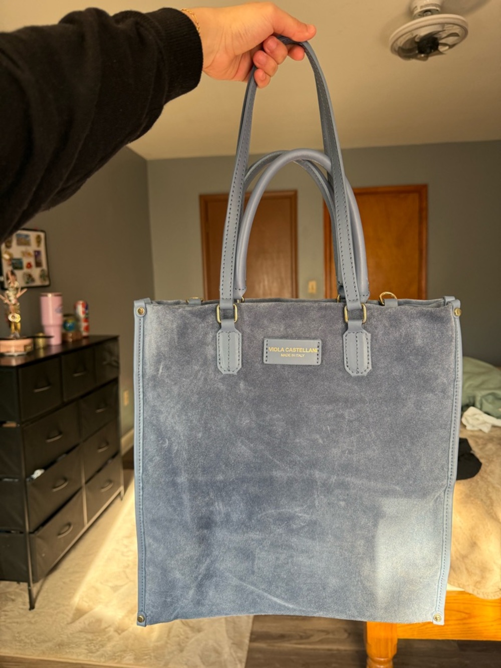 Viola Castellani Blue Suede Tote Bag